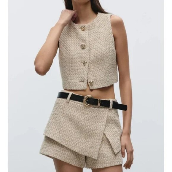 ZARA BELTED TEXTURED SKORT - Picture 3 of 8